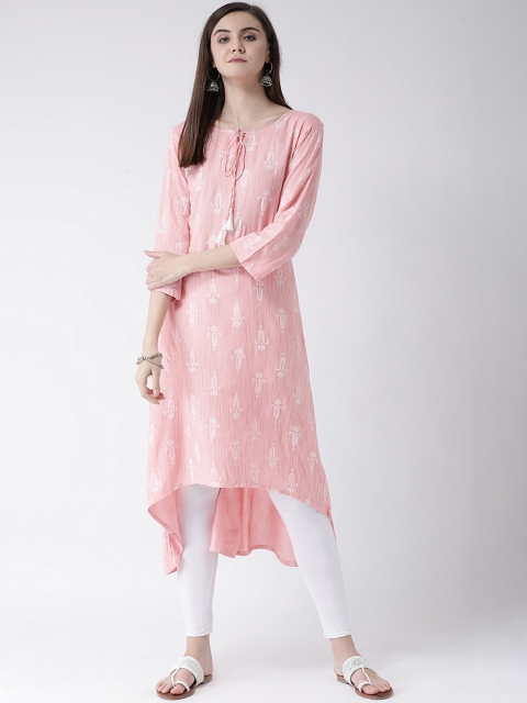 

Span Women Pink & White Printed A-Line Kurta