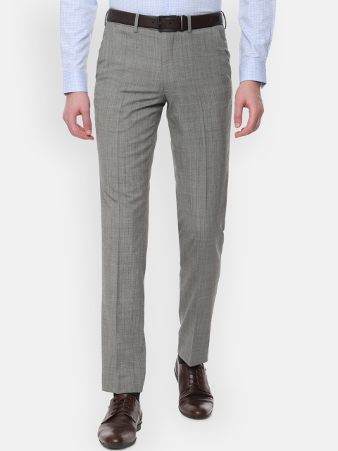

Van Heusen Men Grey Slim Fit Self Design Formal Trousers