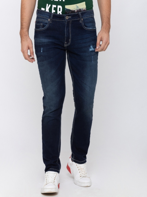

Globus Men Blue Slim Fit Mid-Rise Low Distress Jeans