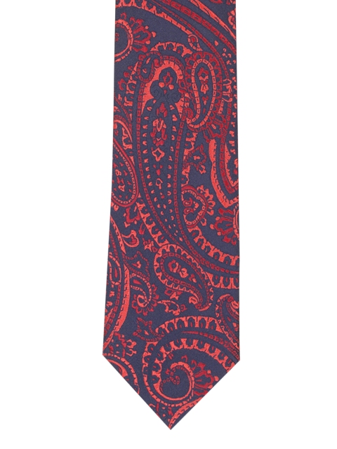 

Louis Philippe Navy Blue & Red Woven Design Broad Tie
