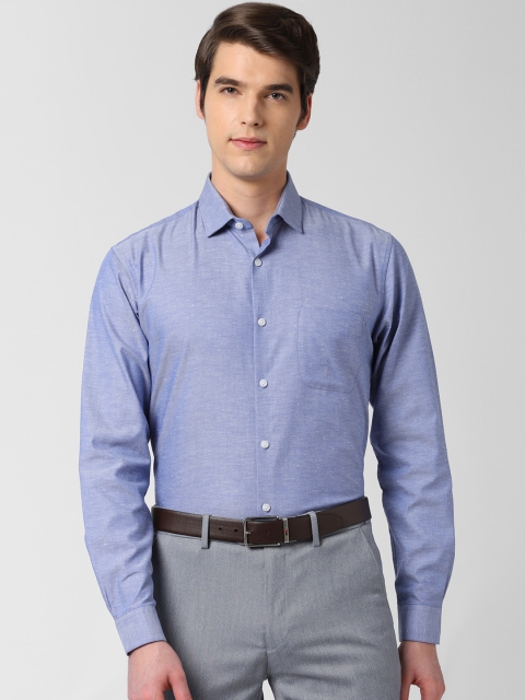 

Peter England Elite Men Blue Regular Fit Self Design Formal Shirt