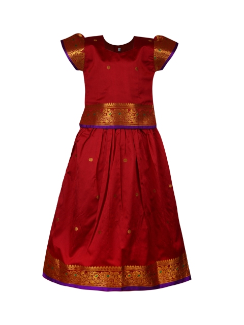 

Wish Karo Girls Maroon Ready to Wear Pattu Pavadai