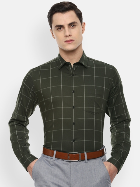 

Van Heusen Men Green Slim Fit Checked Formal Shirt