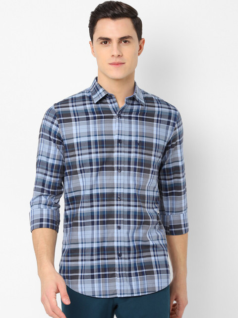 

Allen Solly Men Blue & Grey Slim Fit Checked Casual Shirt