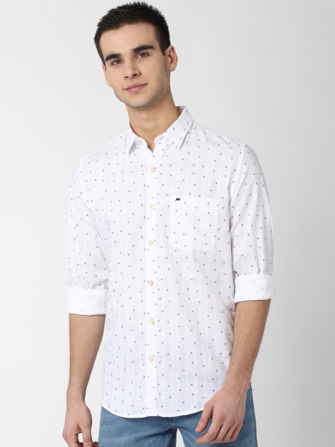 

Peter England Casuals Men White Slim Fit Printed Casual Shirt