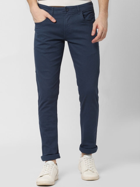 

Peter England Casuals Men Navy Blue Skinny Fit Solid Regular Trousers