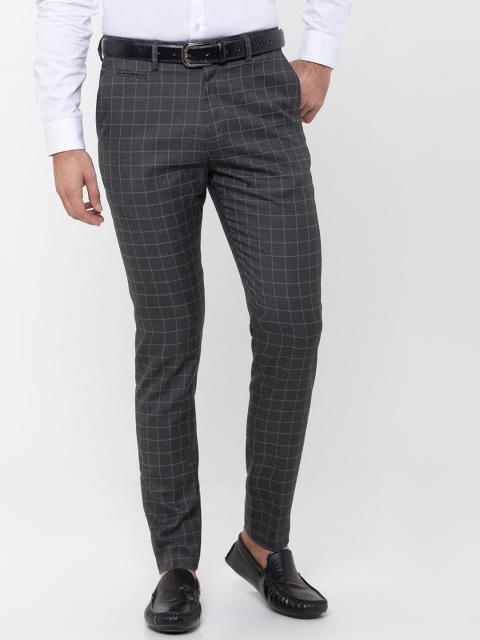 

Globus Men Grey Regular Fit Checked Formal Trousers