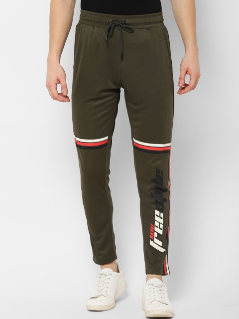 

SKULT by Shahid Kapoor Men Olive Green Printed Slim-Fit Track Pants