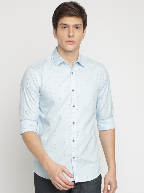 

Crocodile Men Blue Classic Slim Fit Printed Casual Shirt