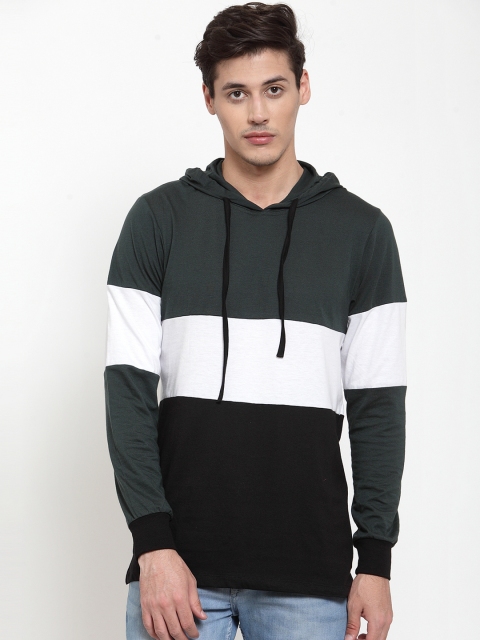 

Kalt Men Black & Green Colourblocked Hood T-shirt