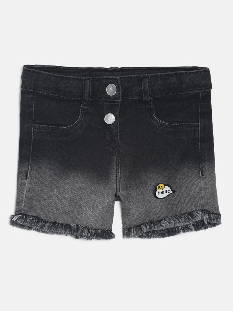 

TALES & STORIES Girls Black Washed Slim Fit Denim Shorts