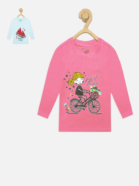 

Miss & Chief Girls Pack Of 2 Printed Round Neck T-shirts, Pink