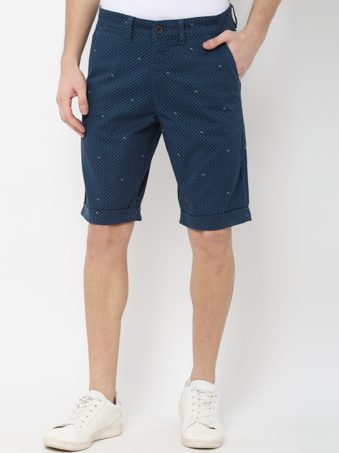 

Allen Solly Men Navy Blue Printed Slim Fit Regular Shorts