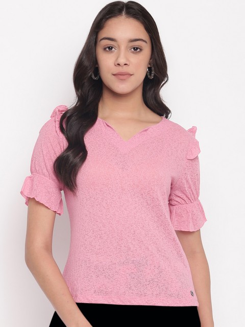 

Miss Grace Women Pink Self Design Top