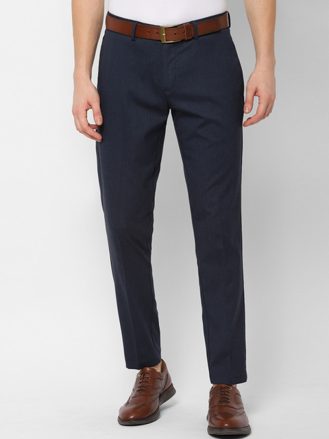 

Allen Solly Men Navy Blue Slim Fit Checked Regular Trousers