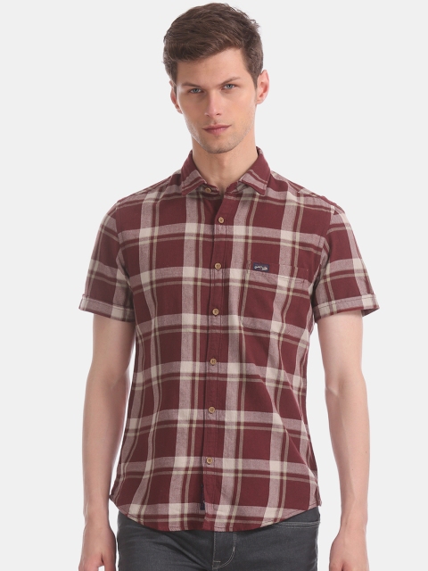 

U.S. Polo Assn. Men Red Regular Fit Checked Casual Shirt