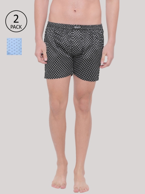 

SHOWOFF Men Pack Of 2 Printed Pure Cotton Boxers SB55-SB56_Blue-Black_Re