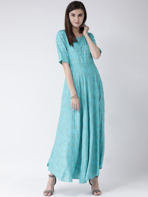 Span Women Blue Printed A-Line Kurta
