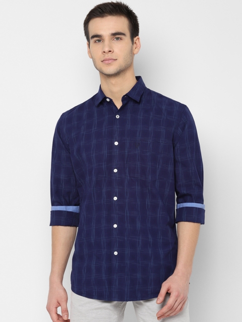

Allen Solly Men Navy Blue Slim Fit Checked Casual Shirt