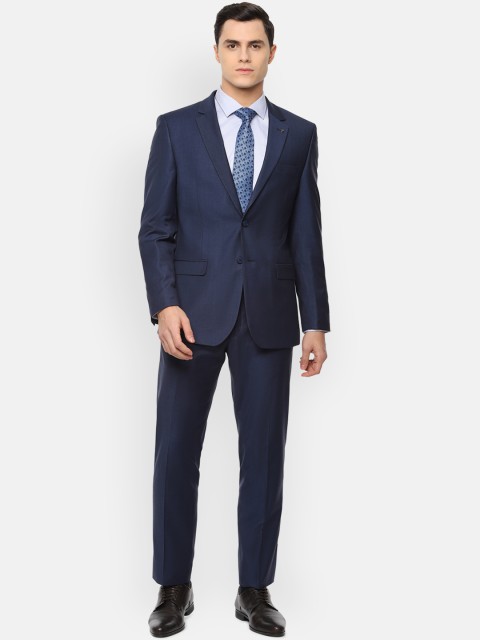 

Van Heusen Men Navy Blue Self Design Slim-Fit Single-Breasted Formal Two-Piece Suit
