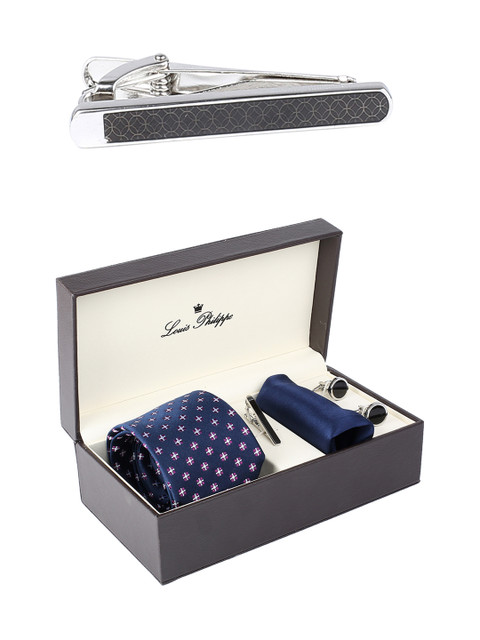 

Louis Philippe Men Navy Blue & Silver-Toned Accessory Gift Set