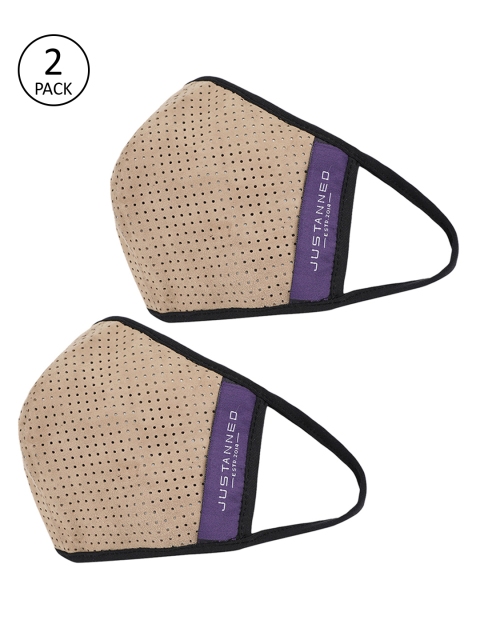 

Justanned Adults Pack Of 2 Beige 2-Ply Reusable Leather Masks