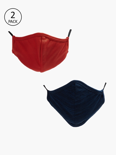 

Fame Forever by Lifestyle Men 2 Pcs Solid 3-Ply Reusable Cloth Masks, Red