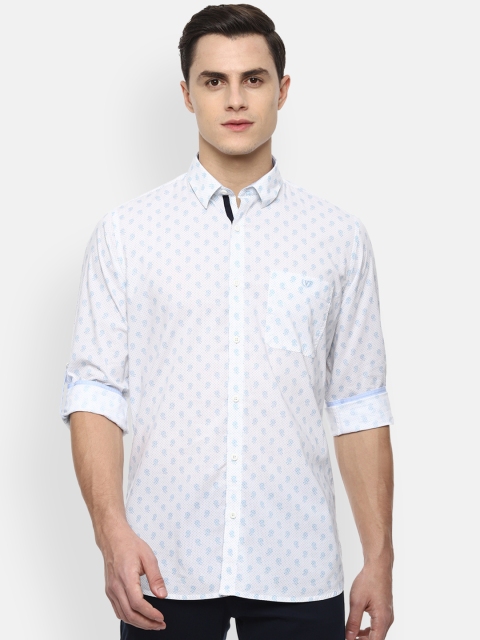 

Van Heusen Sport Men White & Blue Slim Fit Printed Casual Shirt