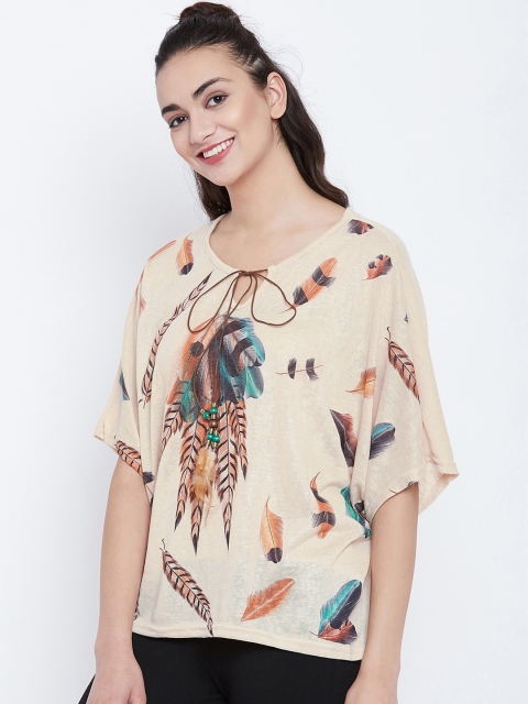 

Camey Women Cream & Black Printed Top
