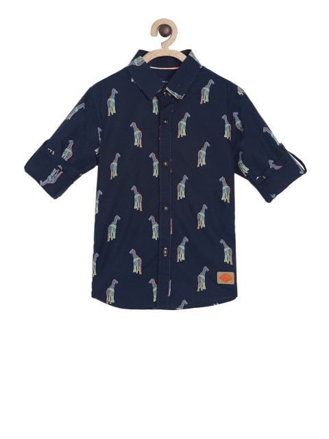 

TALES & STORIES Boys Navy Blue Regular Fit Printed Casual Shirt