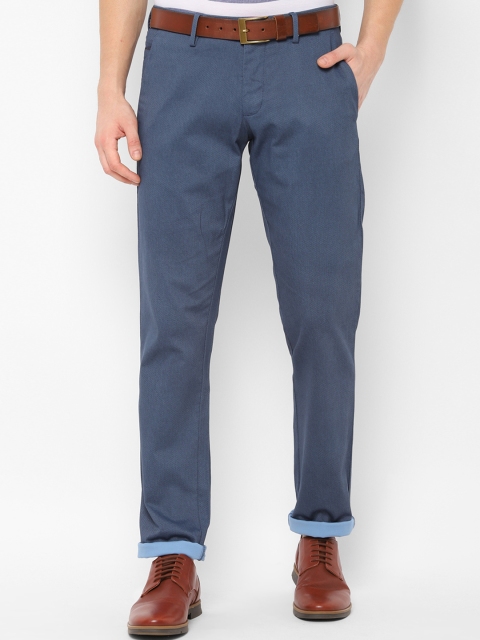 

Allen Solly Men Blue Slim Fit Self Design Regular Trousers