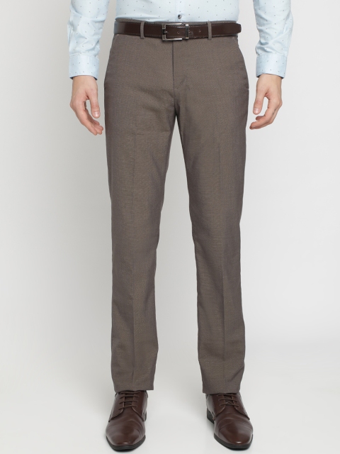 

Crocodile Men Brown Smart Slim Fit Solid Formal Trousers
