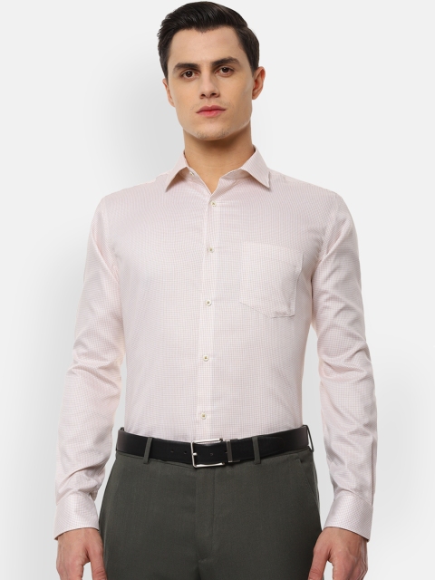 

Van Heusen Men Cream-Coloured Regular Fit Checked Formal Shirt