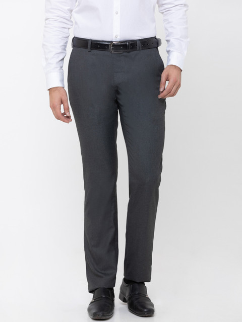

Globus Men Charcoal Grey Regular Fit Solid Formal Trousers
