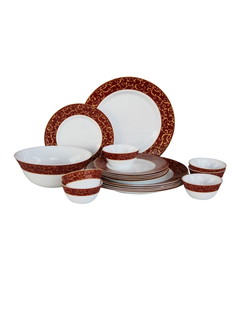 

Laopala Set Of 19 White & Maroon Printed Anassa Sovrana Dinner Set