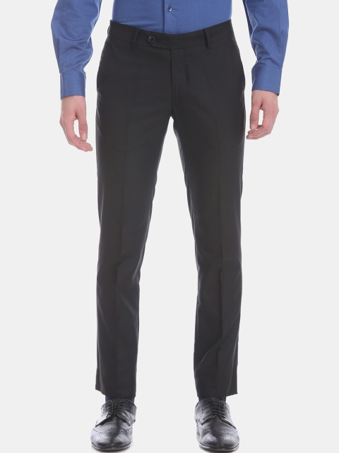 

AD By Arvind Men Black Regular Fit Solid Formal Trousers