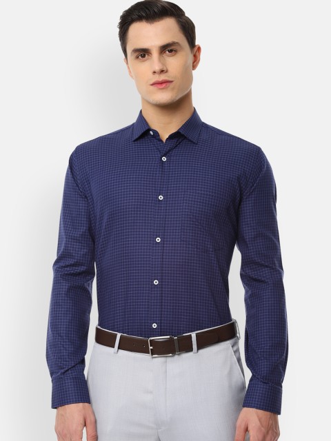 

Van Heusen Men Navy Blue Regular Fit Checked Formal Shirt
