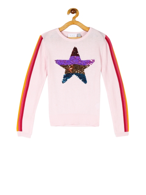 

The Childrens Place Girls Pink & Purple Self Design Pullover Sweater