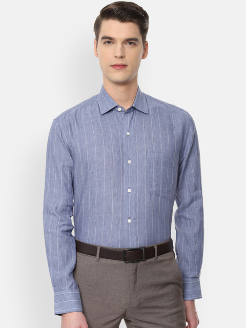 

Luxure by Louis Philippe Men Blue & White Regular Fit Striped Formal Shirt