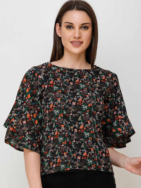 

Cation Women Black Floral Printed Top