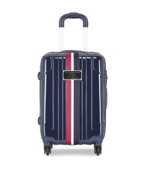 

Tommy Hilfiger Unisex Blue Solid Hard-Sided Small Trolley Suitcase