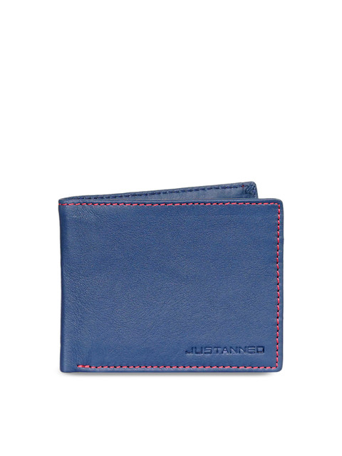 

Justanned Men Navy Blue Solid Two Fold Leather Wallet
