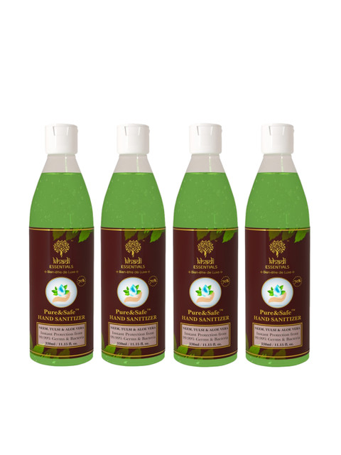

KHADI ESSENTIALS Pack of 4 Pure & Safe Instant Hand Sanitizer 330 ml each, Green