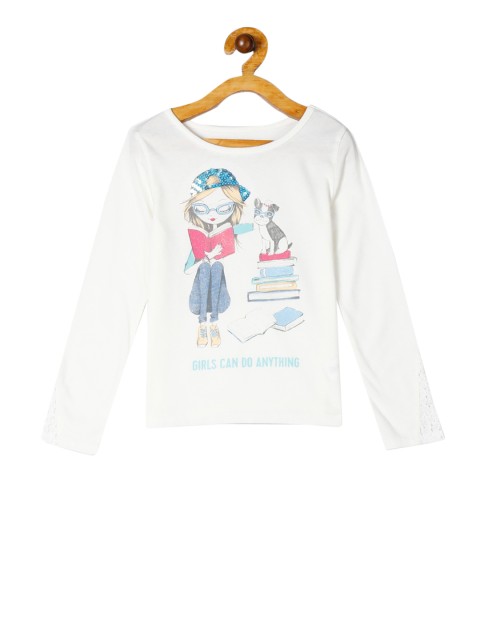 

The Childrens Place Girls White Printed Top