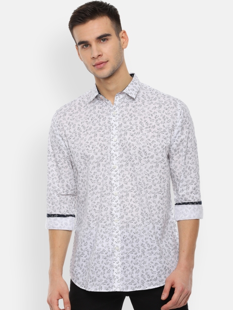 

V Dot Men White & Black Slim Fit Printed Casual Shirt