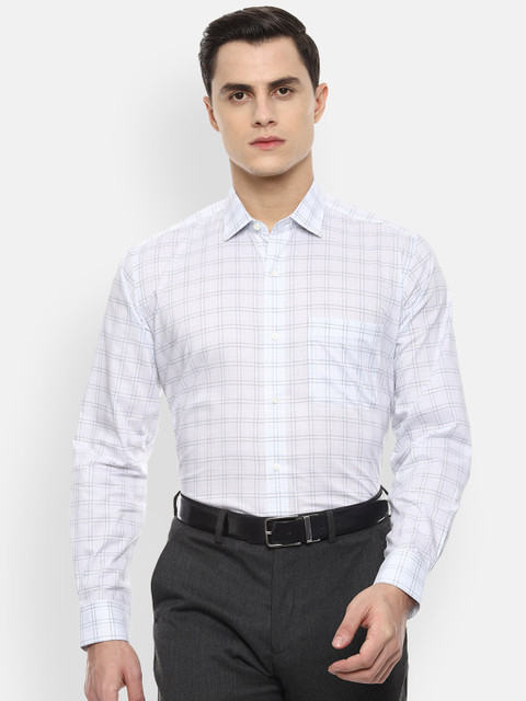 

Van Heusen Men White & Grey Regular Fit Checked Formal Shirt