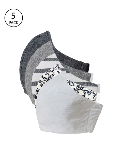 Sera Unisex 5 Pcs Printed 3-Ply Reusable Outdoor Fabric Masks, Grey