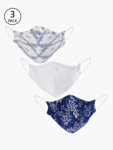 

Melange by Lifestyle Women Pack Of 3 3-Ply Cloth Mask, Blue