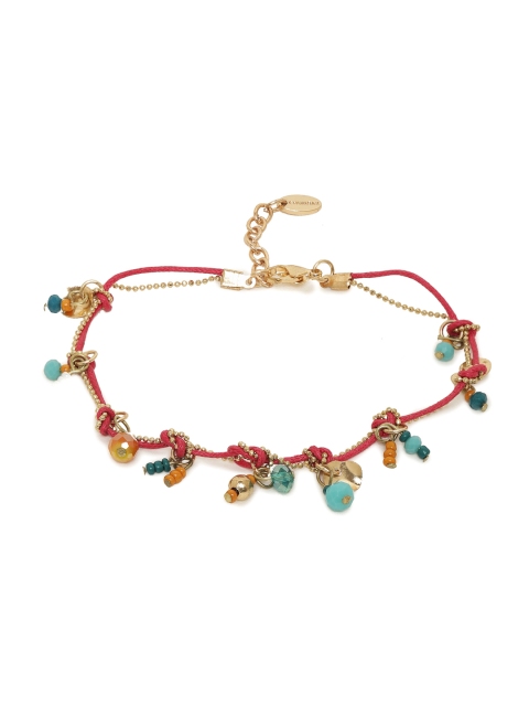 

Chumbak Pink & Gold-Toned Forest Charms Anklet