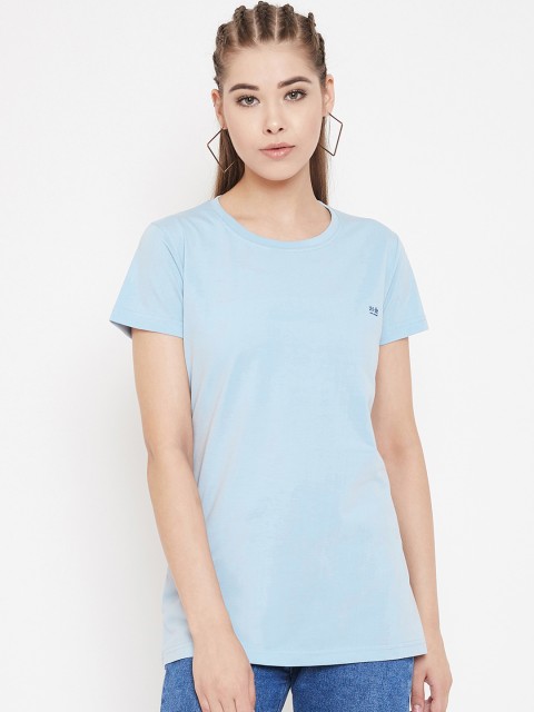 

Okane Women Blue Solid Round Neck T-shirt